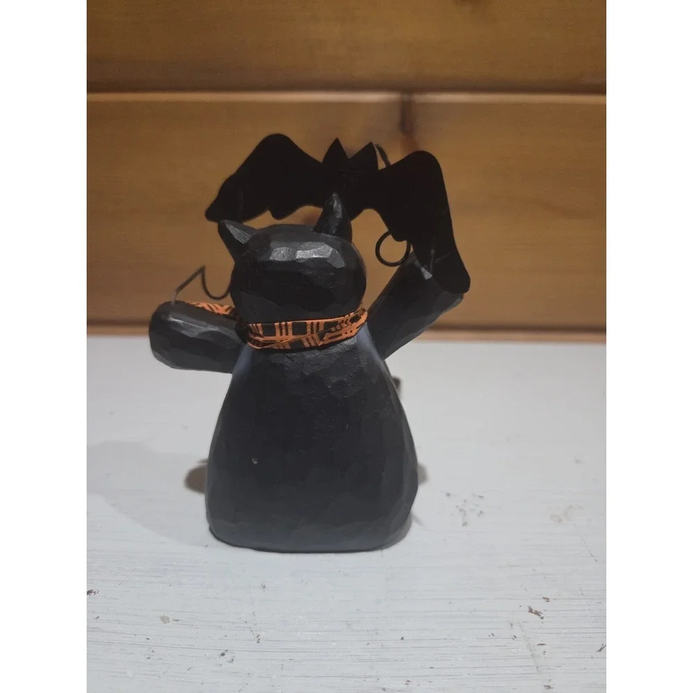 Vintage Wooden Black Cat Shelf Sitter Halloween Dangly Legs Trick Or Treat ZD2‎